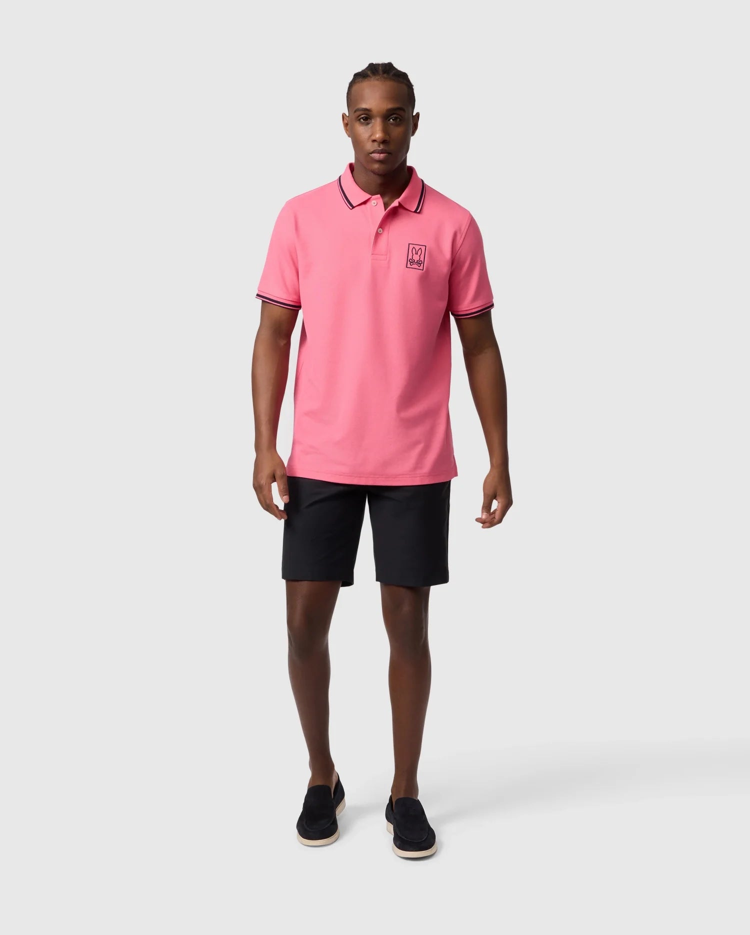 MENS PINK ARCADIA PIQUE POLO PSYCHO BUNNY 667 CAMELLIA ROSE XL