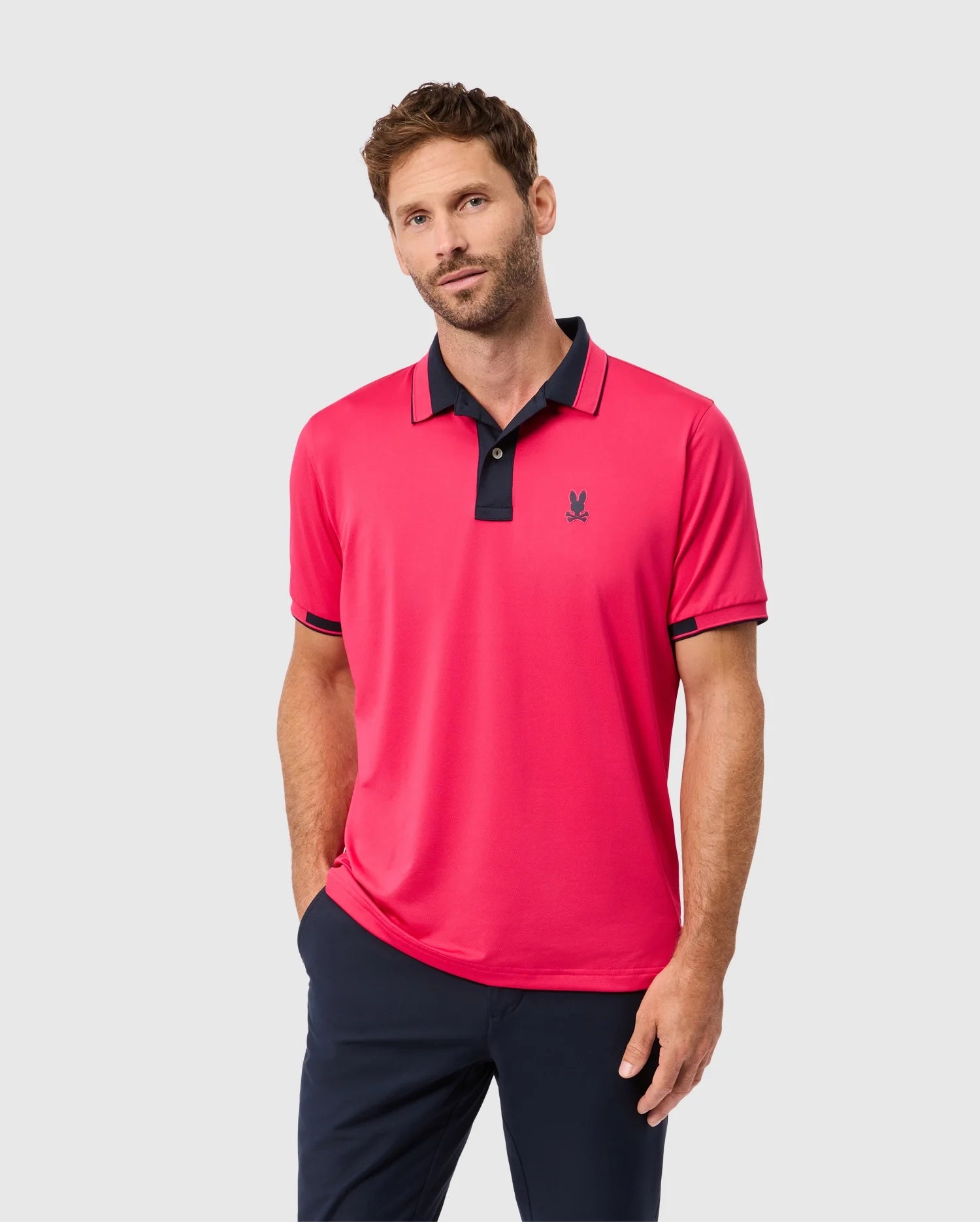 Mens bright pink polo shirt hot sale