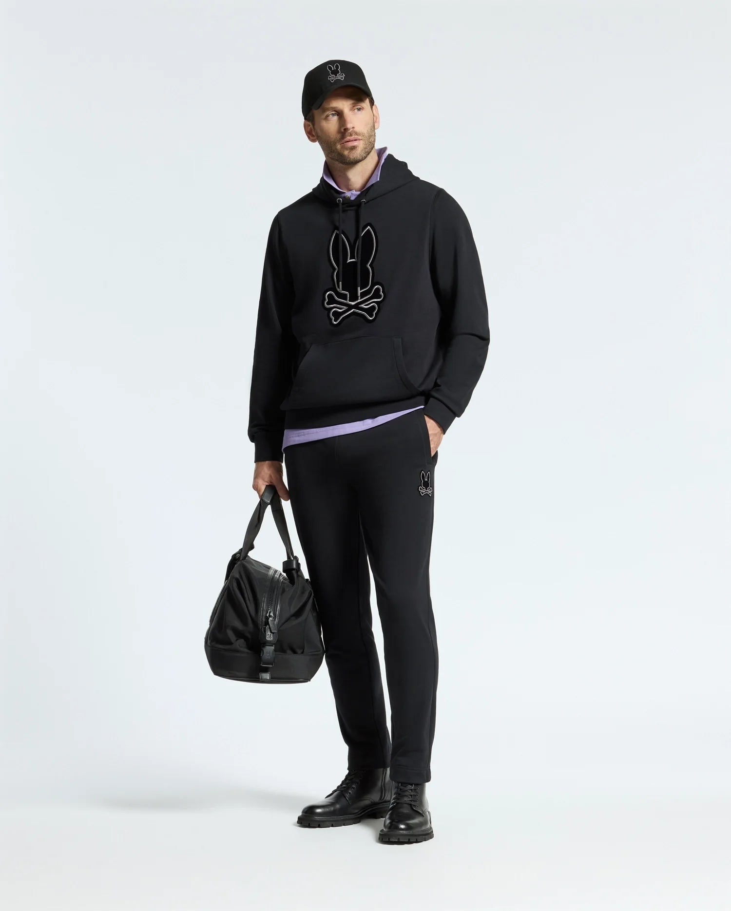 Grey joggers black hoodie sales