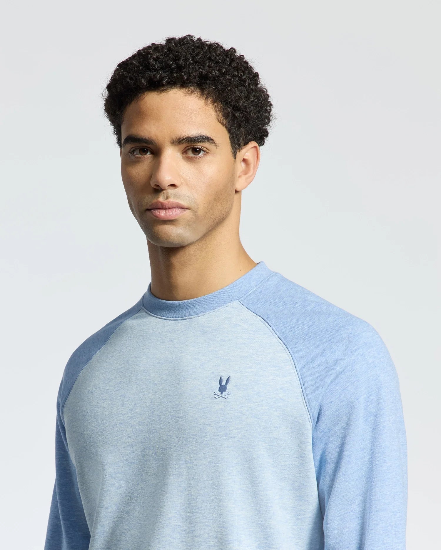 Mens Blue Archie Melange Color Block Sweatshirt | Psycho