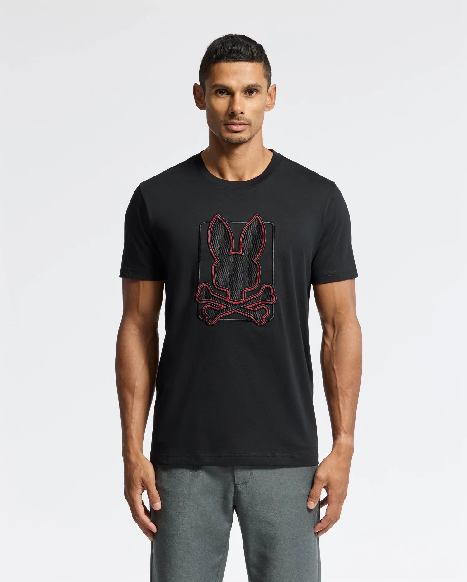 【CPGN STUDIO】So What bunny Embroidery Short Sleeve T-shirt Mens Blue New Castle Embroidered Graphic Tee | Psycho Bunny