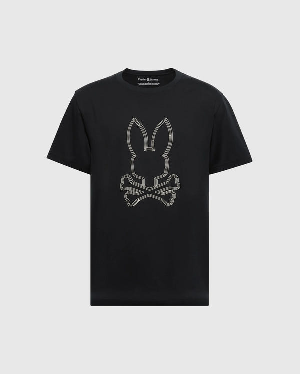 Discover the MENS MONARC FRONT BUNNY GRAPHIC TEE by Psycho Bunny. Crafted in black Pima cotton, this tee features a distinctive bunny head over crossed bones design for a bold, standout style.