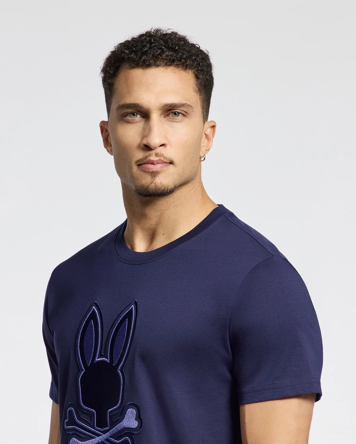 Mens Blue New Castle Embroidered Graphic Tee | Psycho Bunny