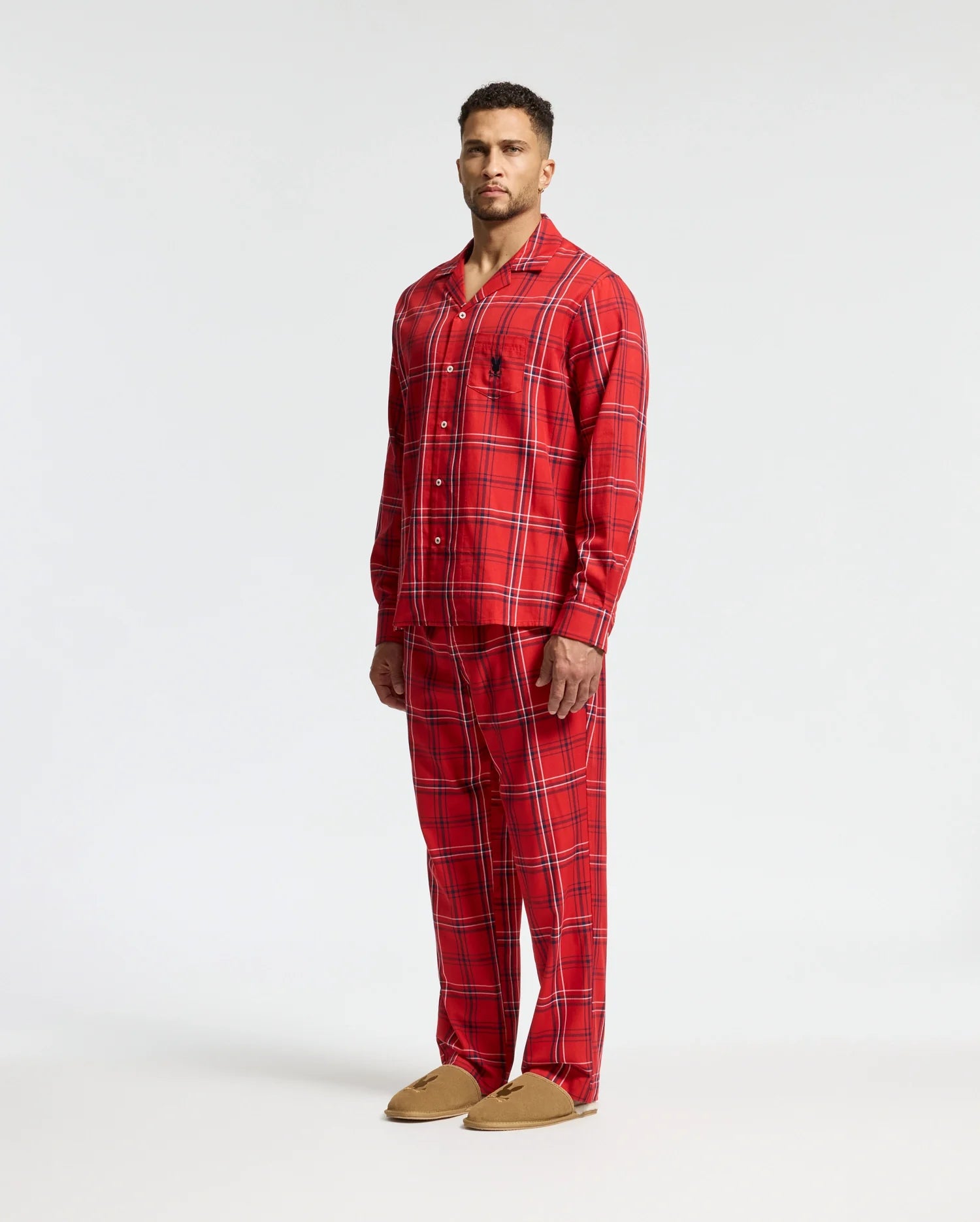 Men s Val Flannel Pajama Set 621 BRILLIANT RED 2 XXL