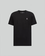 The Psycho Bunny MENS BIG AND TALL CLASSIC CREW NECK TEE (B9U014CRPC) is a black 100% Pima cotton tee featuring a small white and pink bunny logo on the left chest with "Psyny Bunny" text inside the collar, shown on a light gray background.