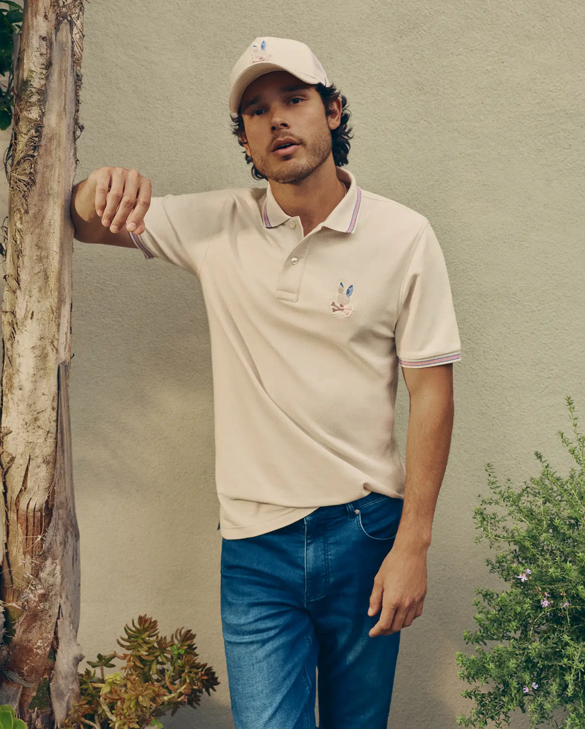 Men's Dante Pique Polo Shirt in White Psycho Bunny