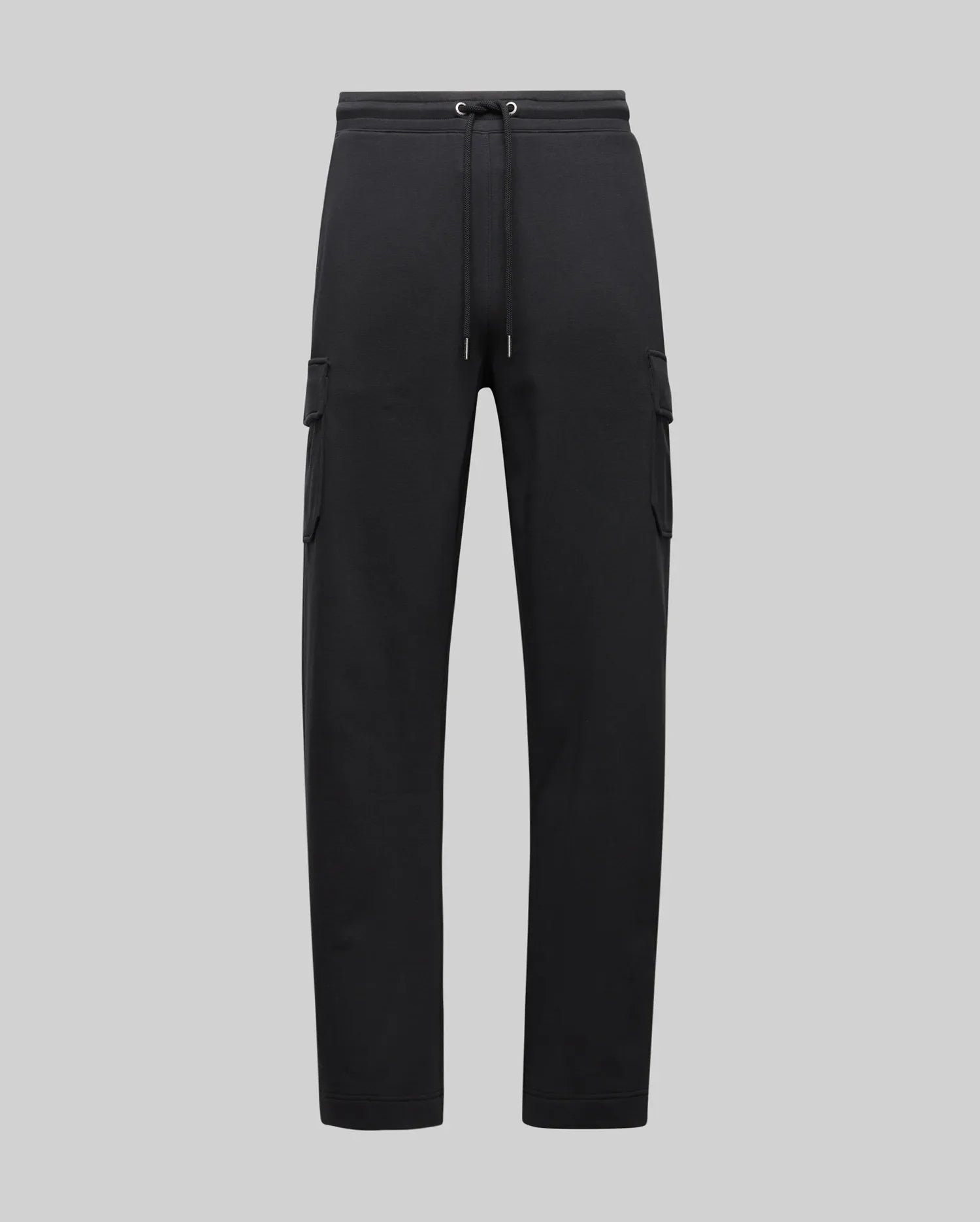 The Psycho Bunny MENS NASH CARGO SWEATPANT (MB0800010) offers sweatpant comfort with practical cargo pockets and a drawstring waistband, shown here against a plain light gray background.