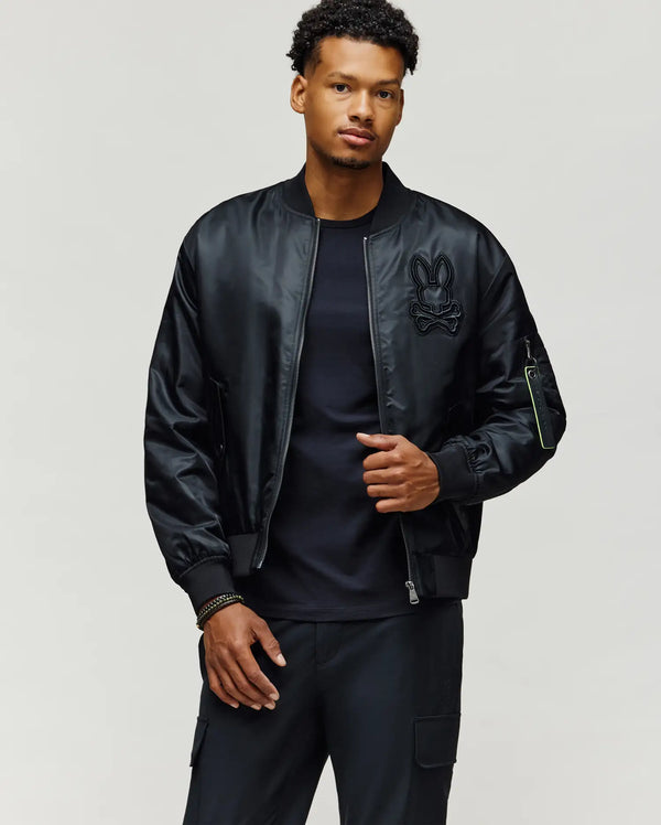 VESTE BOMBER DAVID, COUPE RELAXE, SATINÉE