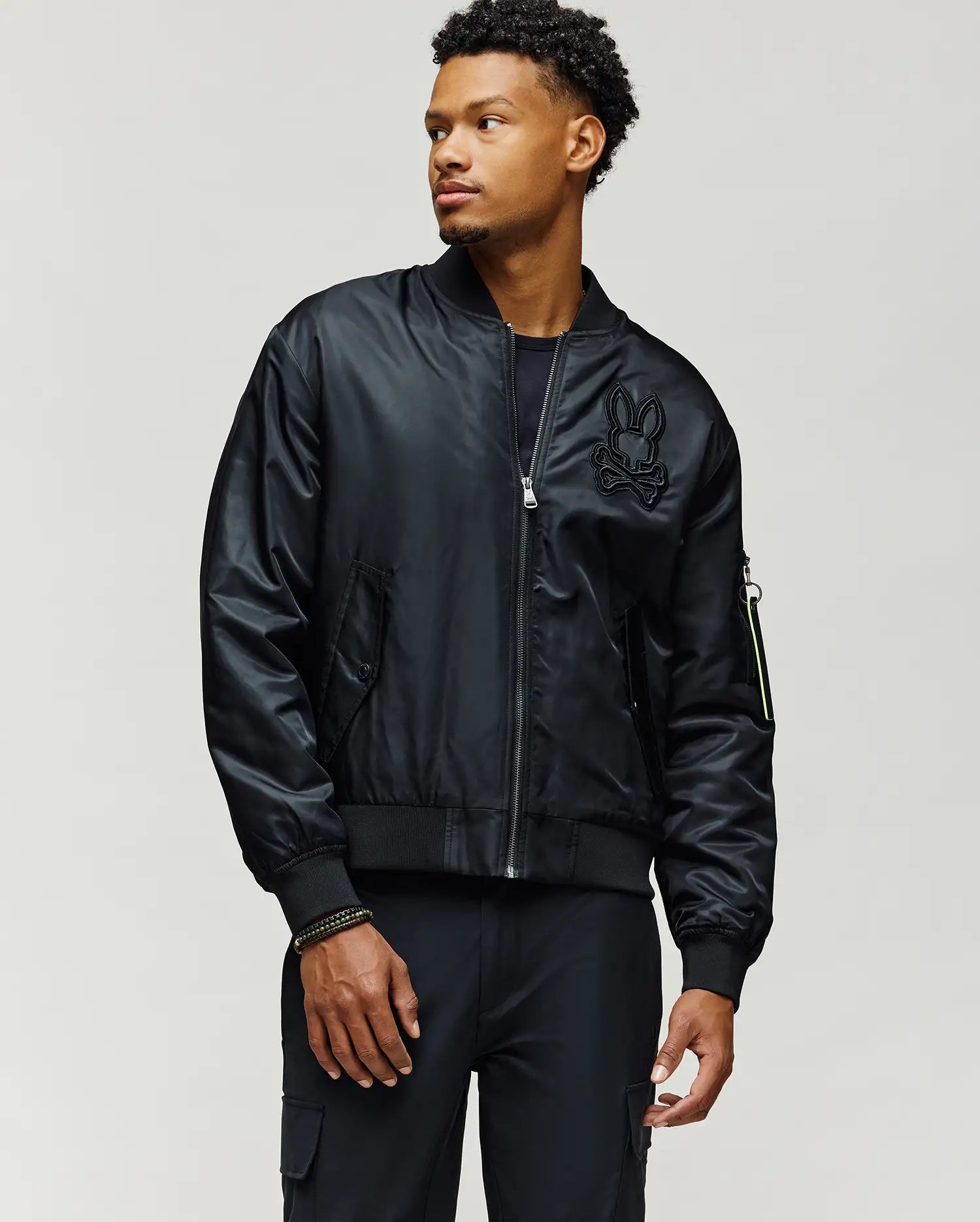 VESTE BOMBER DAVID, COUPE RELAXE, SATINÉE