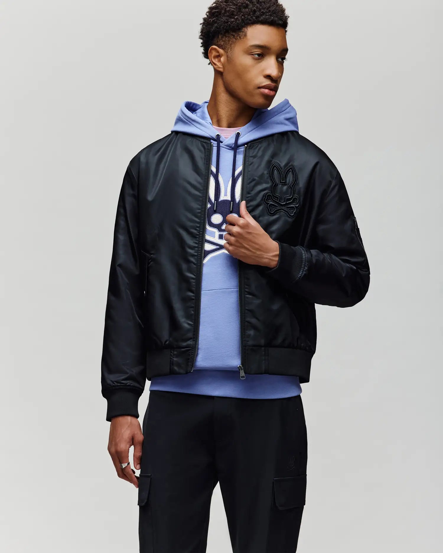 MENS DAVID OVERSIZED SATIN BOMBER - MO1100001