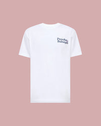 【BADBLOOD】 Cosmo Print Cut Off Tee - White Mens White Archive Wordmark Graphic Tee | Psycho Bunny