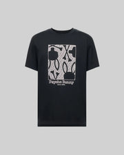 The Psycho Bunny MENS GLENN GRAPHIC TEE (MT0200034) is crafted from soft Pima cotton and features a large white outlined bunny graphic with text patterns and "Psycho Bunny Since 2005" printed on a light gray background.
