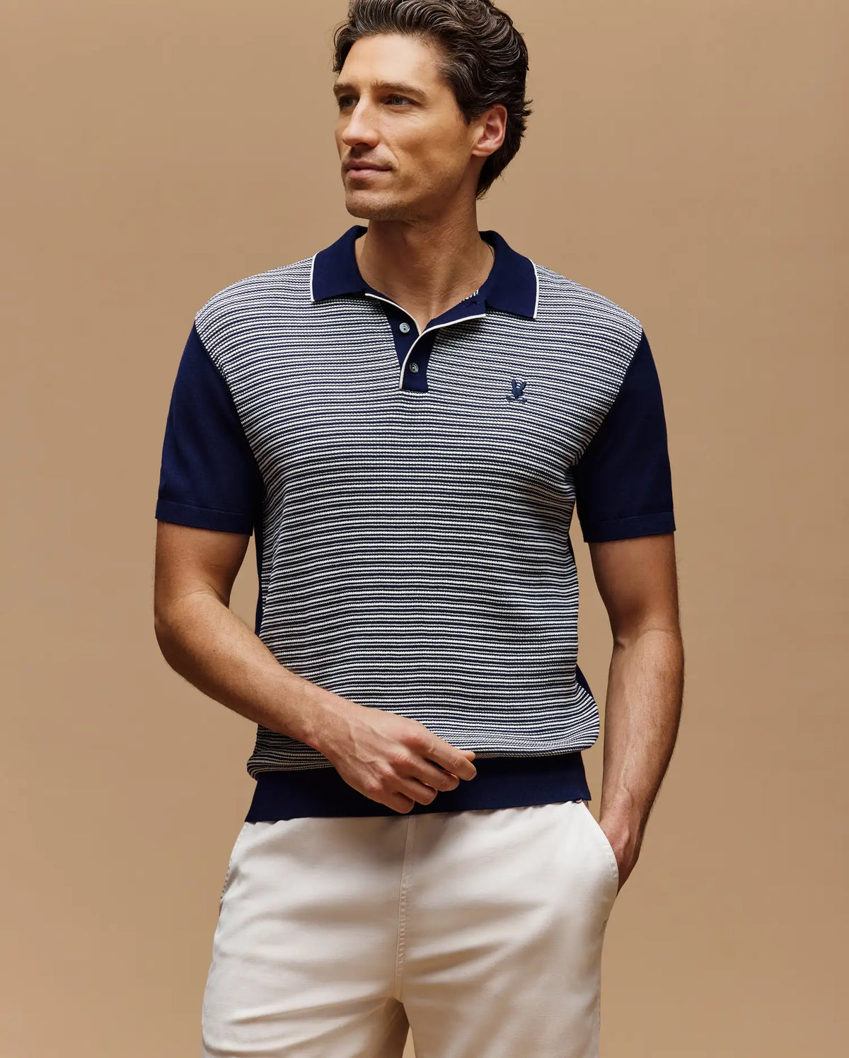 Mens Blue Kenny Striped Knit Polo | Psycho Bunny
