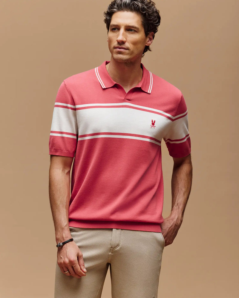 MENS ZAVIAN STRIPE KNIT POLO - MT0400055