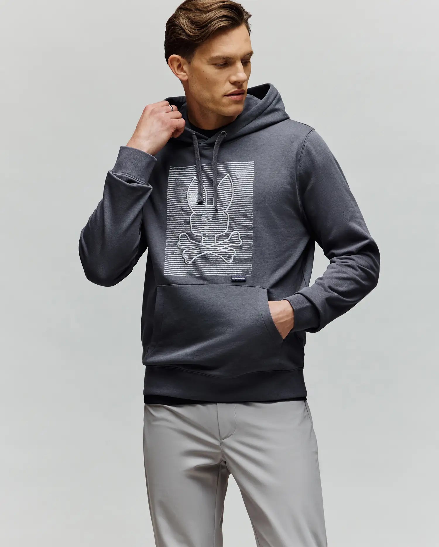 Men's Grant Hoodie in Grey Psycho Bunny1