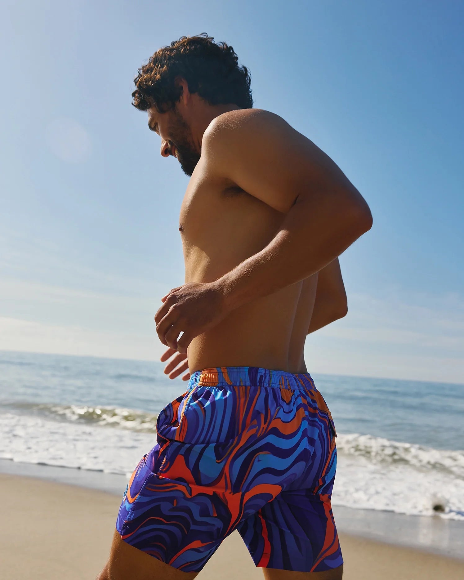Mens orange swim trunks sales