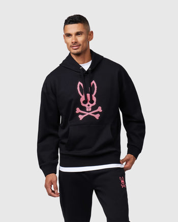 MENS BLACK LANCASTER BRUSHED FLEECE HOODIE PSYCHO BUNNY Psycho