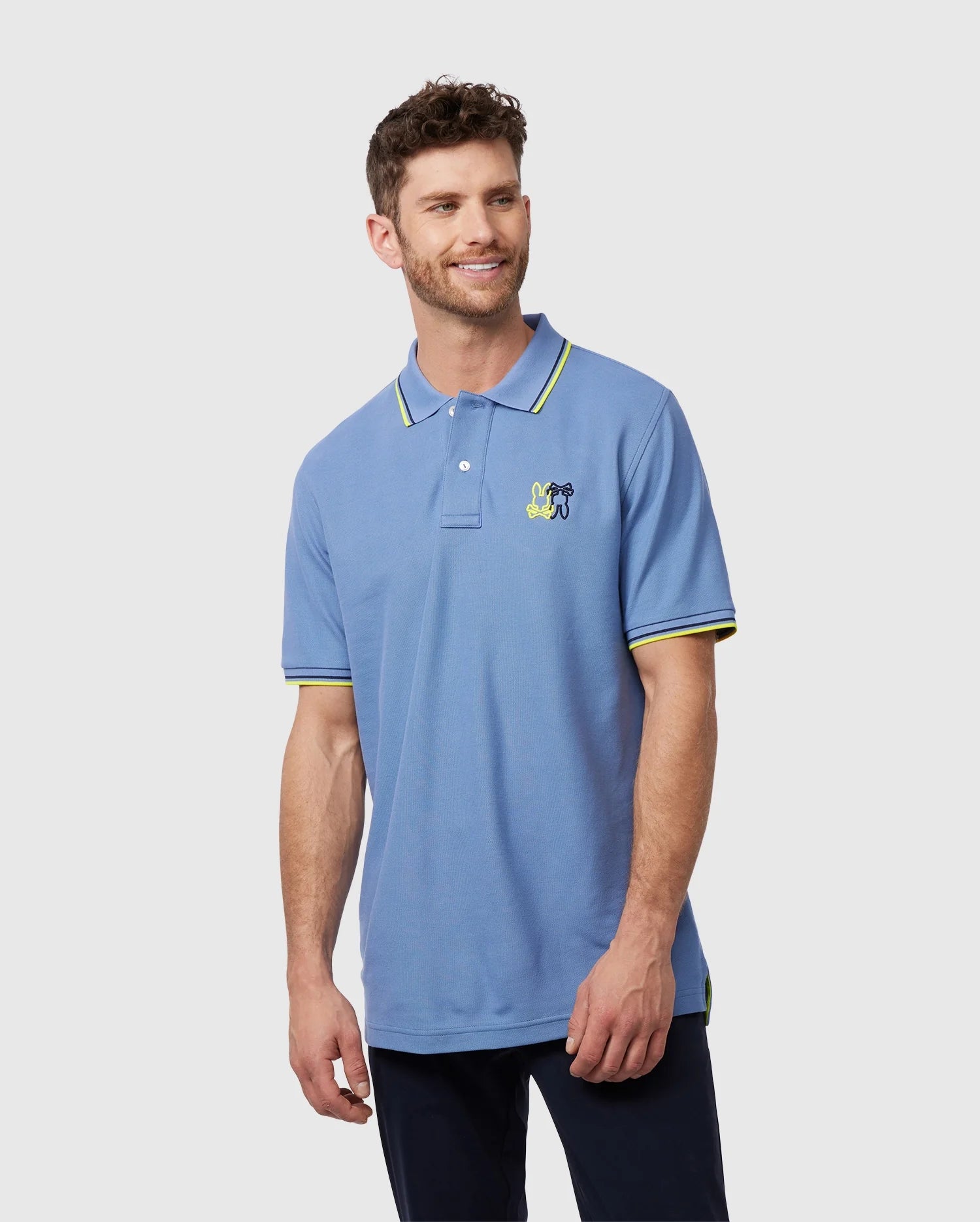 Blue polo shirt hot sale