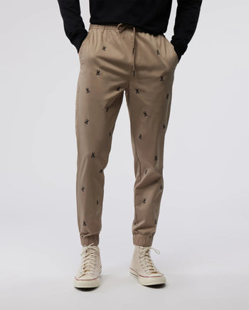 MENS CHAMERS EMBROIDERY KHAKI COTTON TWILL JOGGER B6P742X1CE